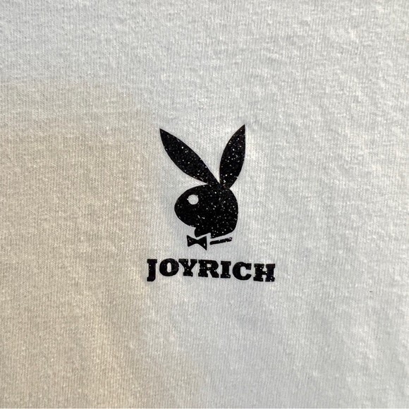 JOYRICH X Playboy Glitter Logo Tee in White - Picture 3 of 5